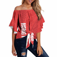 Custom Hong Kong Rugby 2026 Off Shoulder Wrap Waist Top Go Dragon Red Version
