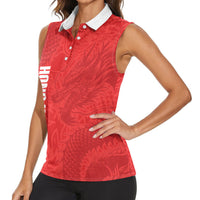 Custom Hong Kong Rugby 2026 Women Sleeveless Polo Shirt Go Dragon Red Version