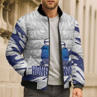 Custom Hong Kong Rugby 2026 Bomber Puffer Jacket Go Dragon White Version