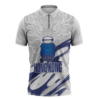 Custom Hong Kong Rugby 2026 Zipper Polo Shirt Go Dragon White Version