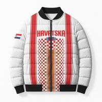 Custom Croatia Football 2026 Bomber Puffer Jacket Hrvatska Checkerboard Trophy Style