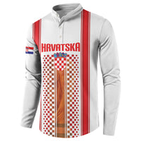 Custom Croatia Football 2026 Button Sweatshirt Hrvatska Checkerboard Trophy Style