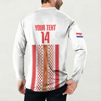 Custom Croatia Football 2026 Button Sweatshirt Hrvatska Checkerboard Trophy Style