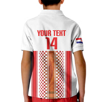 Custom Croatia Football 2026 Kid Polo Shirt Hrvatska Checkerboard Trophy Style