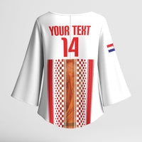 Custom Croatia Football 2026 Kimono Sleeve Blouse Hrvatska Checkerboard Trophy Style