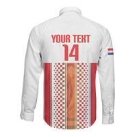 Custom Croatia Football 2026 Long Sleeve Button Shirt Hrvatska Checkerboard Trophy Style