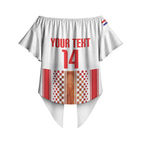 Custom Croatia Football 2026 Off Shoulder Wrap Waist Top Hrvatska Checkerboard Trophy Style