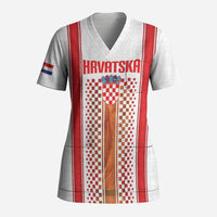 Custom Croatia Football 2026 Scrub Top Hrvatska Checkerboard Trophy Style
