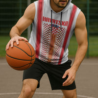 Custom Croatia Football 2026 Sleeveless Hoodie Hrvatska Checkerboard Trophy Style