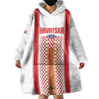 Custom Croatia Football 2026 Wearable Blanket Hoodie Hrvatska Checkerboard Trophy Style
