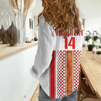 Custom Croatia Football 2026 Women Casual Shirt Hrvatska Checkerboard Trophy Style