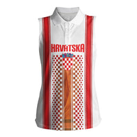 Custom Croatia Football 2026 Women Sleeveless Polo Shirt Hrvatska Checkerboard Trophy Style