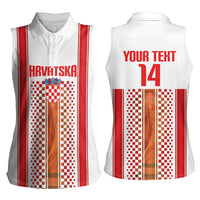 Custom Croatia Football 2026 Women Sleeveless Polo Shirt Hrvatska Checkerboard Trophy Style