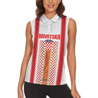 Custom Croatia Football 2026 Women Sleeveless Polo Shirt Hrvatska Checkerboard Trophy Style
