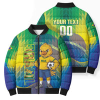 Custom Brazil Football 2026 Bomber Puffer Jacket Canarinho Mascot Bate no Peito