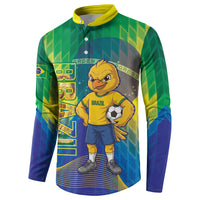 Custom Brazil Football 2026 Button Sweatshirt Canarinho Mascot Bate no Peito