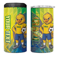 Custom Brazil Football 2026 4 in 1 Can Cooler Tumbler Canarinho Mascot Bate no Peito