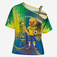 Custom Brazil Football 2026 Cross Shoulder Shirt Canarinho Mascot Bate no Peito