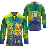 Custom Brazil Football 2026 Hockey Jersey Canarinho Mascot Bate no Peito