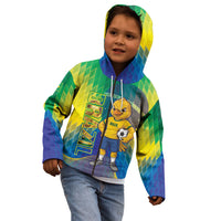 Custom Brazil Football 2026 Kid Hoodie Canarinho Mascot Bate no Peito