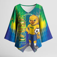 Custom Brazil Football 2026 Kimono Sleeve Blouse Canarinho Mascot Bate no Peito
