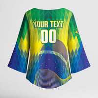 Custom Brazil Football 2026 Kimono Sleeve Blouse Canarinho Mascot Bate no Peito