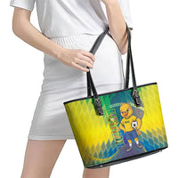Brazil Football 2026 Leather Tote Bag Canarinho Mascot Bate no Peito