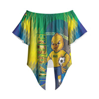Custom Brazil Football 2026 Off Shoulder Wrap Waist Top Canarinho Mascot Bate no Peito