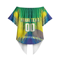 Custom Brazil Football 2026 Off Shoulder Wrap Waist Top Canarinho Mascot Bate no Peito