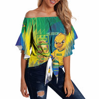 Custom Brazil Football 2026 Off Shoulder Wrap Waist Top Canarinho Mascot Bate no Peito