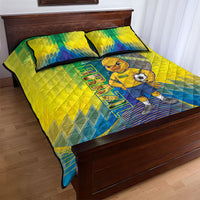 Brazil Football 2026 Quilt Bed Set Canarinho Mascot Bate no Peito