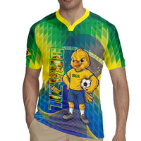 Custom Brazil Football 2026 Rugby Jersey Canarinho Mascot Bate no Peito
