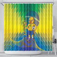Brazil Football 2026 Shower Curtain Canarinho Mascot Bate no Peito