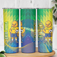 Custom Brazil Football 2026 Skinny Tumbler Canarinho Mascot Bate no Peito