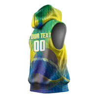 Custom Brazil Football 2026 Sleeveless Hoodie Canarinho Mascot Bate no Peito