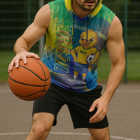 Custom Brazil Football 2026 Sleeveless Hoodie Canarinho Mascot Bate no Peito