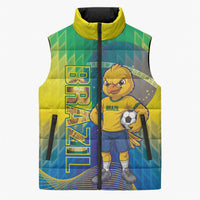 Custom Brazil Football 2026 Sleeveless Puffer Jacket Canarinho Mascot Bate no Peito