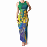 Custom Brazil Football 2026 Tank Maxi Dress Canarinho Mascot Bate no Peito