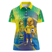 Custom Brazil Football 2026 Women Polo Shirt Canarinho Mascot Bate no Peito