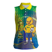 Custom Brazil Football 2026 Women Sleeveless Polo Shirt Canarinho Mascot Bate no Peito