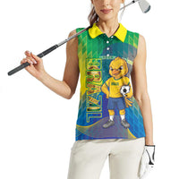 Custom Brazil Football 2026 Women Sleeveless Polo Shirt Canarinho Mascot Bate no Peito