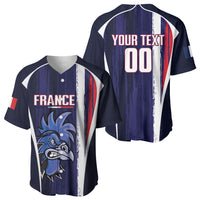 Custom France Football 2026 Baseball Jersey Allez Les Bleus Flag Brush Style