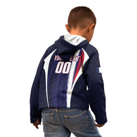 Custom France Football 2026 Kid Hoodie Allez Les Bleus Flag Brush Style