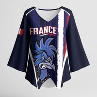 Custom France Football 2026 Kimono Sleeve Blouse Allez Les Bleus Flag Brush Style