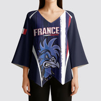 Custom France Football 2026 Kimono Sleeve Blouse Allez Les Bleus Flag Brush Style