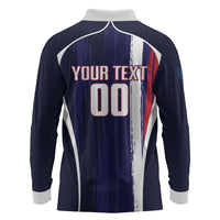 Custom France Football 2026 Long Sleeve Polo Shirt Allez Les Bleus Flag Brush Style