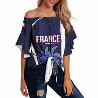 Custom France Football 2026 Off Shoulder Wrap Waist Top Allez Les Bleus Flag Brush Style