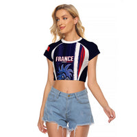 Custom France Football 2026 Raglan Cropped T Shirt Allez Les Bleus Flag Brush Style