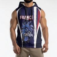 Custom France Football 2026 Sleeveless Hoodie Allez Les Bleus Flag Brush Style