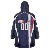 Custom France Football 2026 Wearable Blanket Hoodie Allez Les Bleus Flag Brush Style